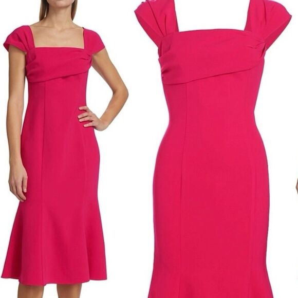 Carolina Herrera Dresses & Skirts - Carolina Herrera Square Neck Trumpet Midi Dress With Cap Sleeves NWT 10 $1890